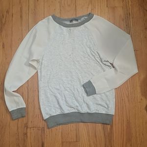 Sheer sleeved cream and grey sweatshirt -XS